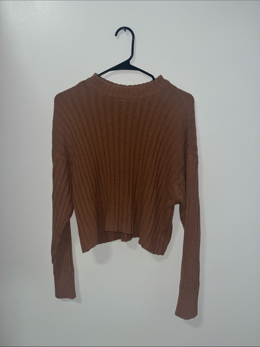 American Eagle Outfitters Ribbed Cropped Sweater - Tan/Brown